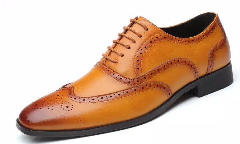 Men's Classic Retro Brogue Shoes Mens Lace-up Leather Dress Business Office Flats Men Wedding Party Oxfords