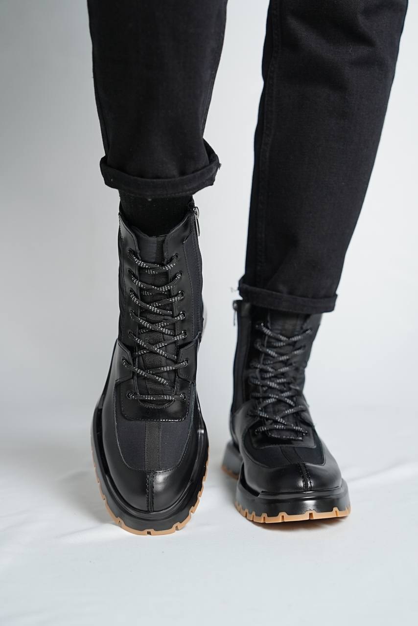 Leather Black Boots Shoes