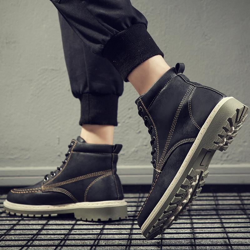 men's Martin boots trend high-top men's boots locomotive British men's shoes leather tooling boots students