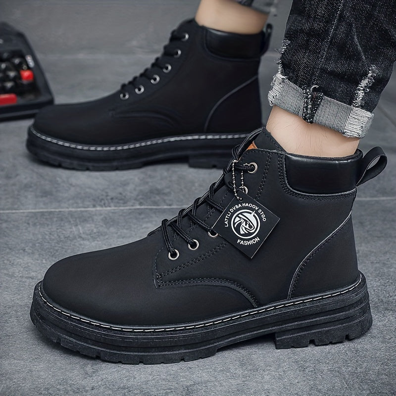 Sturdy leather lace-up boots