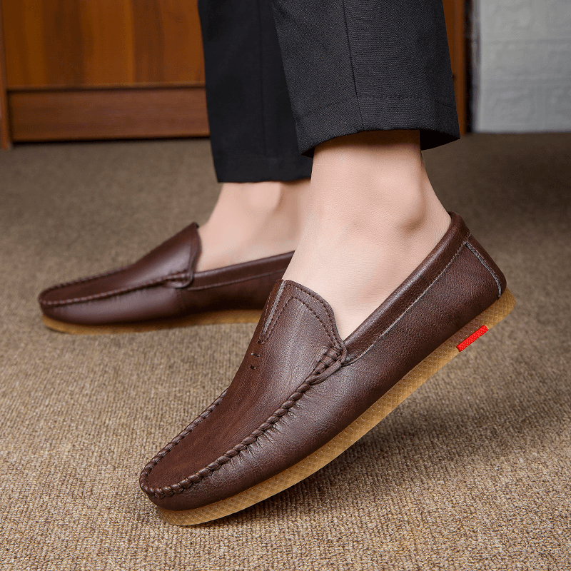 Men Microfiber Breathable Comfy Bottom Slip on Driving Casual Leather Loafers Shoes