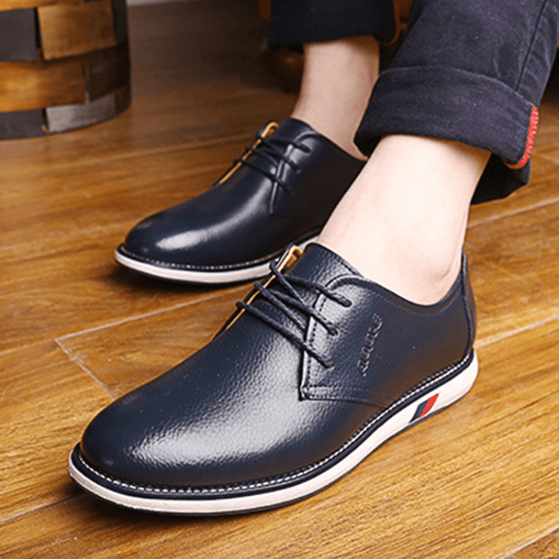 Men Cowhide Leather Breathable Non Slip Comforty Classical Casual Business Shoes