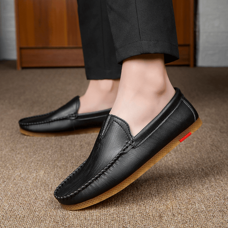 Men Microfiber Breathable Comfy Bottom Slip on Driving Casual Leather Loafers Shoes