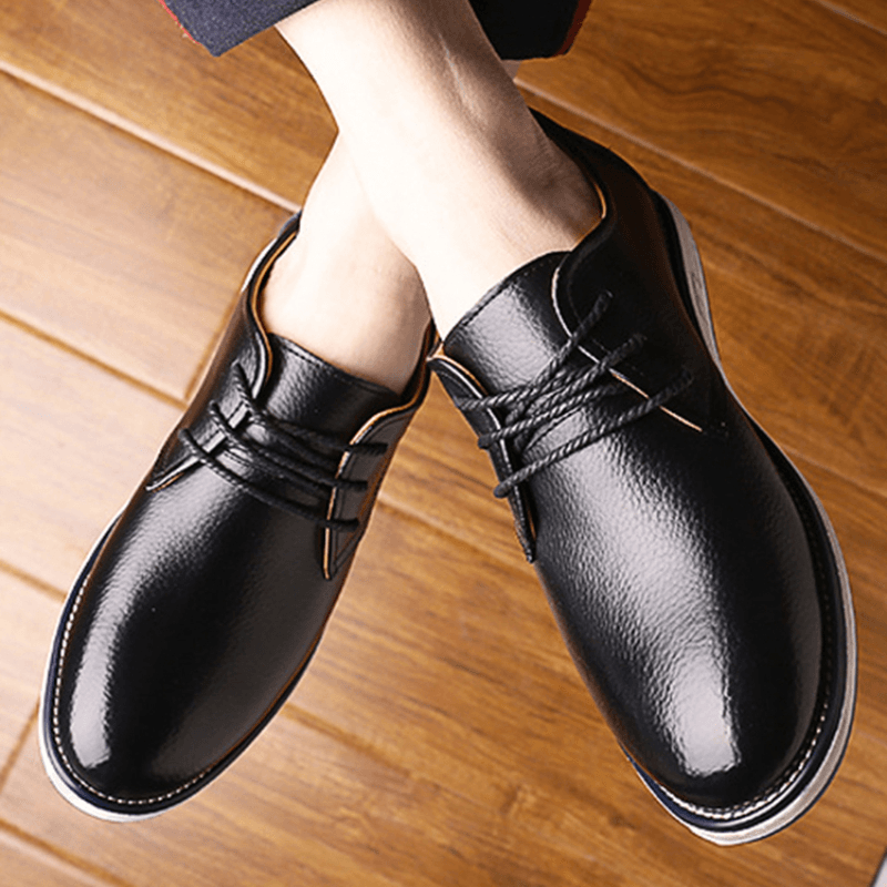 Men Cowhide Leather Breathable Non Slip Comforty Classical Casual Business Shoes