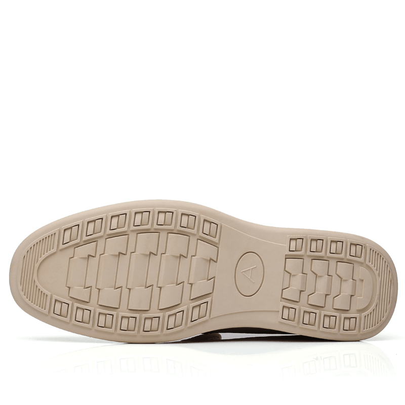 Breathable Cowhide Leather Slip-On Casual Shoes for Men with Hollow Out Design