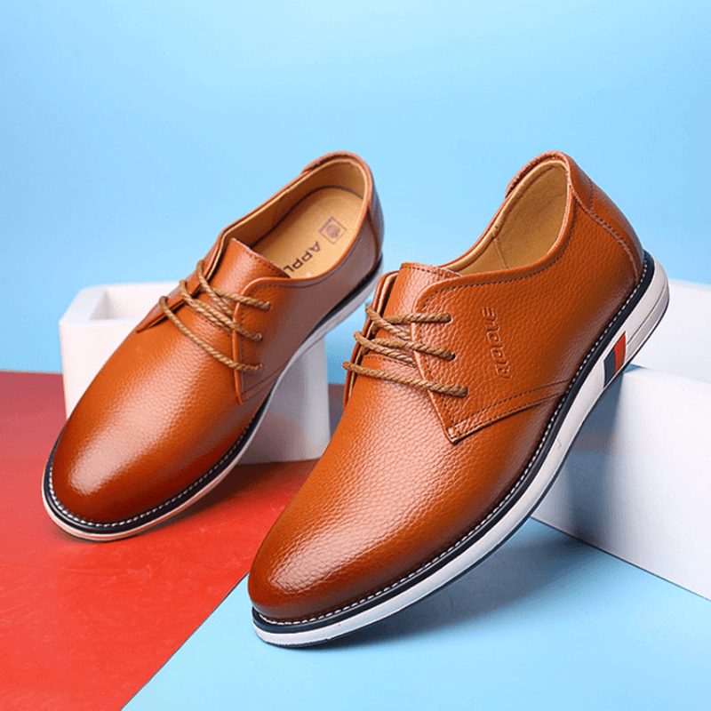 Men Cowhide Leather Breathable Non Slip Comforty Classical Casual Business Shoes