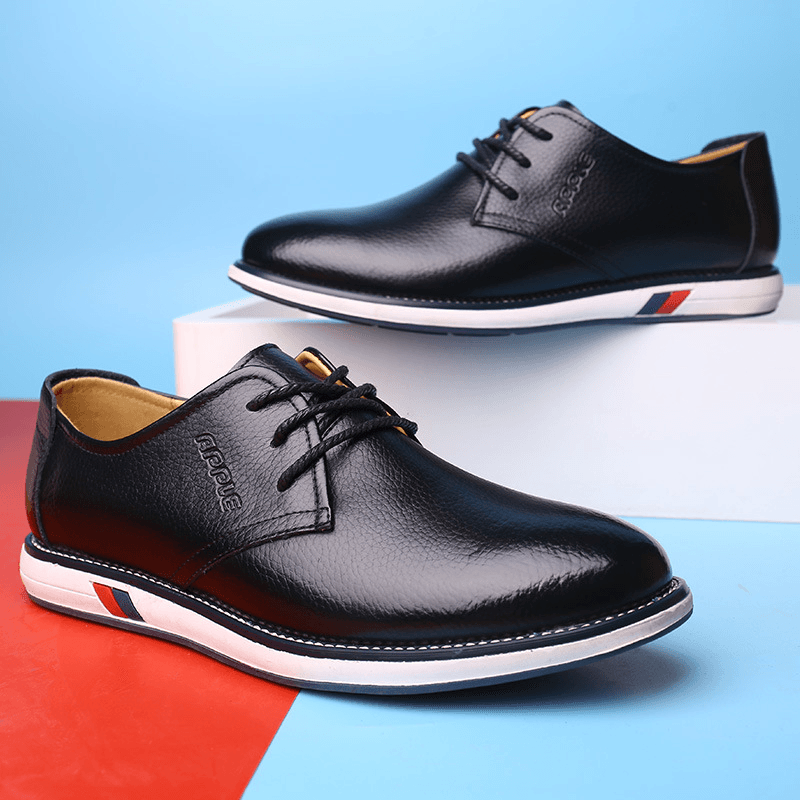 Men Cowhide Leather Breathable Non Slip Comforty Classical Casual Business Shoes