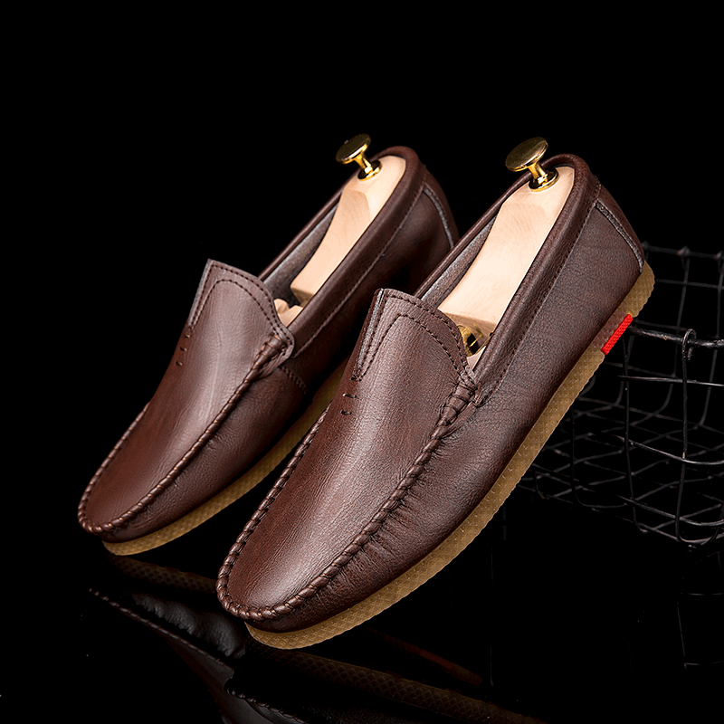 Men Microfiber Breathable Comfy Bottom Slip on Driving Casual Leather Loafers Shoes