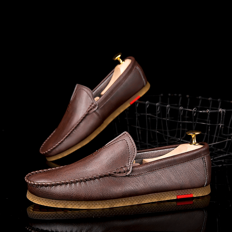 Men Microfiber Breathable Comfy Bottom Slip on Driving Casual Leather Loafers Shoes