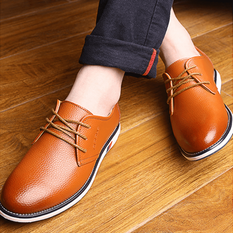 Men Cowhide Leather Breathable Non Slip Comforty Classical Casual Business Shoes