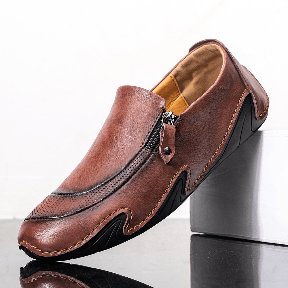 Men Genuine Leather Breathable Non Slip Comfy Soft Sole Casual Business Shoes
