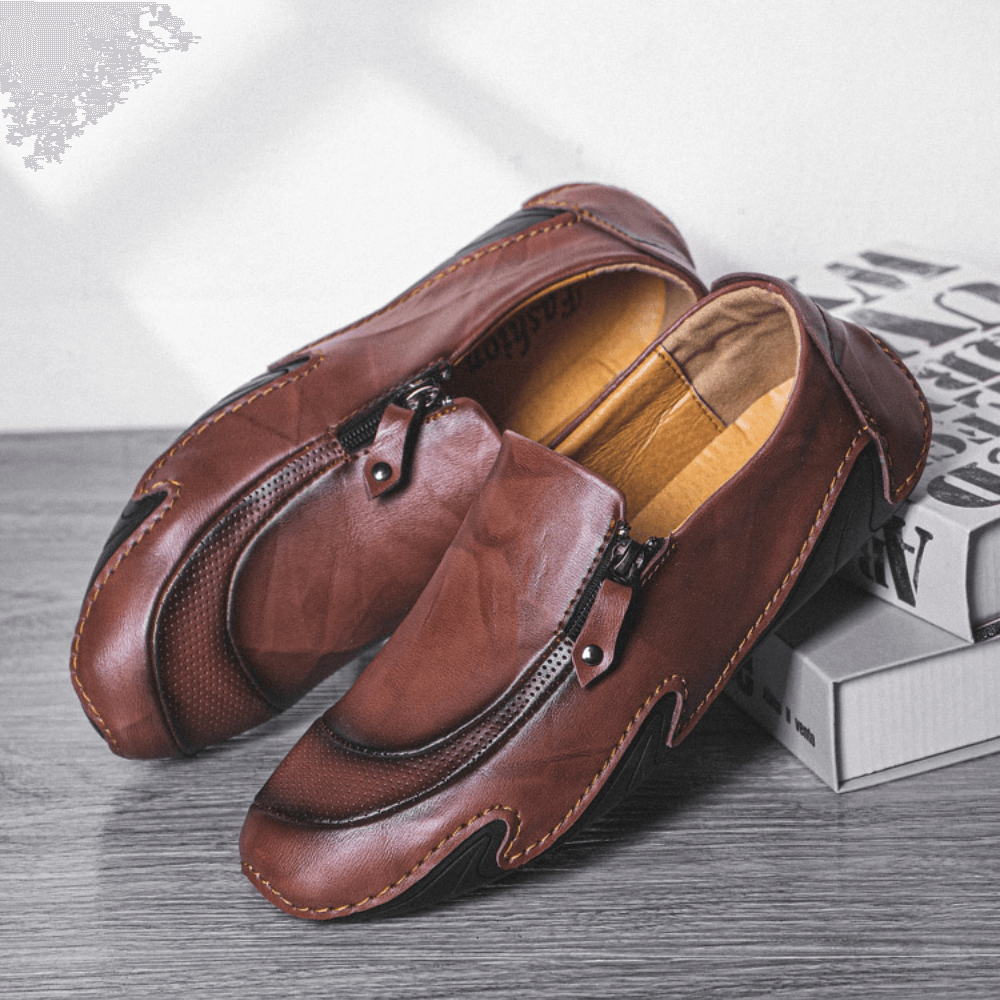 Men Genuine Leather Breathable Non Slip Comfy Soft Sole Casual Business Shoes