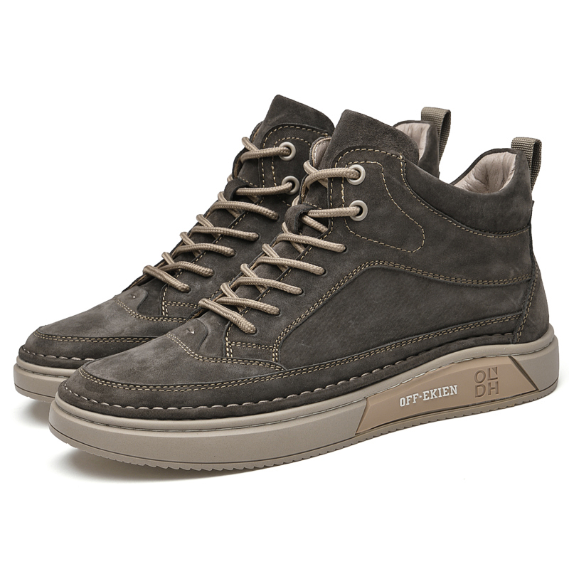 Men Cowboy Boots Winter Mid Top Leather Shoes Comfort Cotton Shoes Fashion Ankle Boots Casual Outdoor Travel Shoes Sneakers