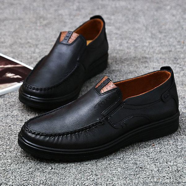 Men Retro Color Leather Large Size Soft Sole Casual Driving Shoes
