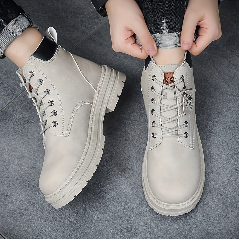 Sturdy leather lace-up boots