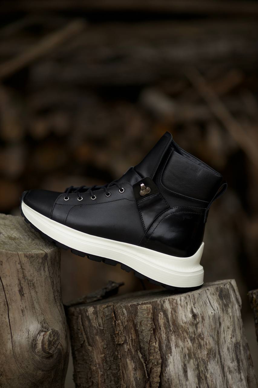 Leather Black Boots Shoes