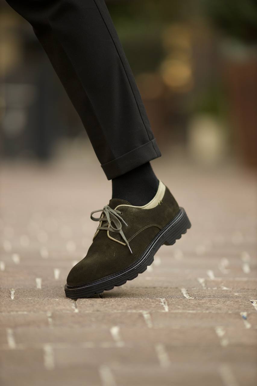 Suede Leather Khaki Shoes
