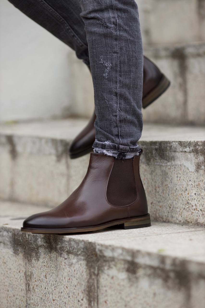 Leather Brown Chelsea Boots Shoes