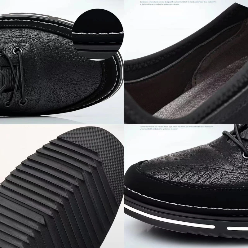 Man Loafers Business Leather Men Shoes Summer Slip Breathable Men Casual Leather Soft Shoes Black Flats Driving Shoes