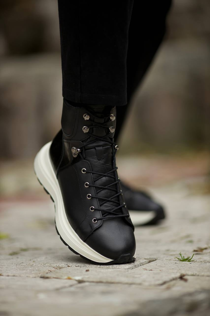 Leather Black Boots Shoes