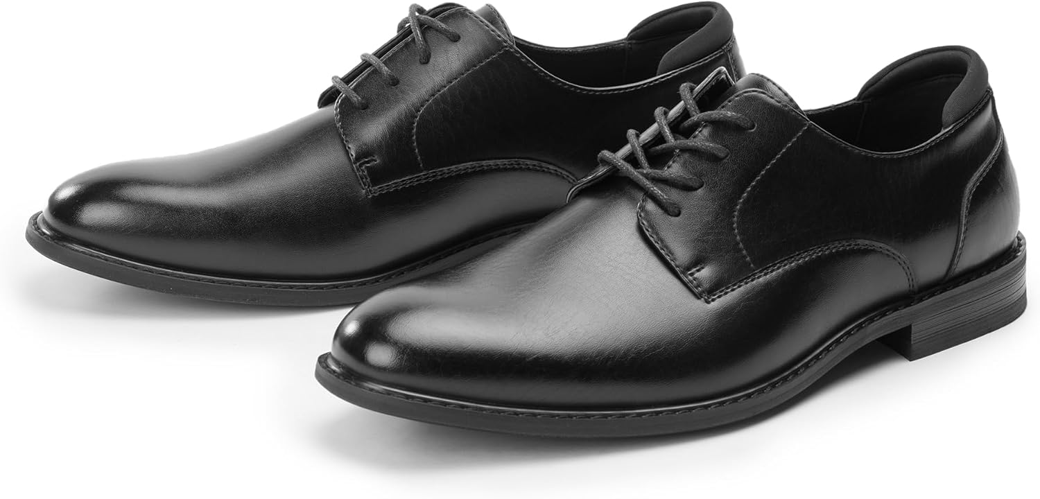 Men's Oxfords Classic Dress Lace Up Shoes, Leather Lined, Heel Pad Design For Formal Occasions