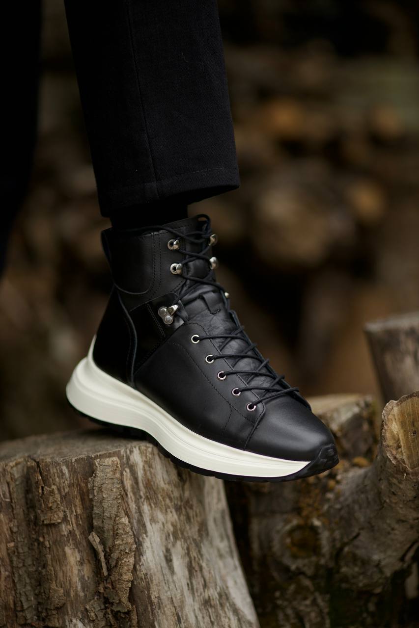 Leather Black Boots Shoes