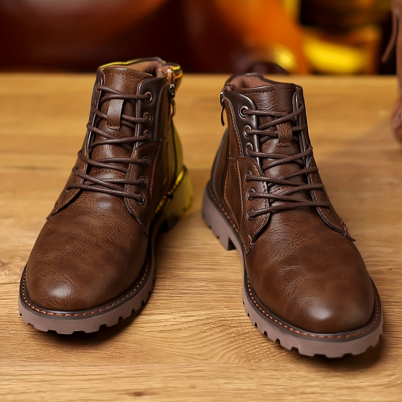 Sturdy leather lace-up boots