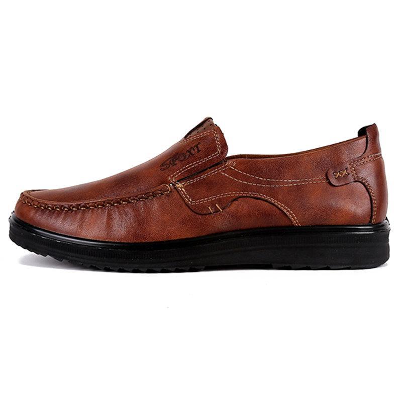 Men Retro Color Leather Large Size Soft Sole Casual Driving Shoes