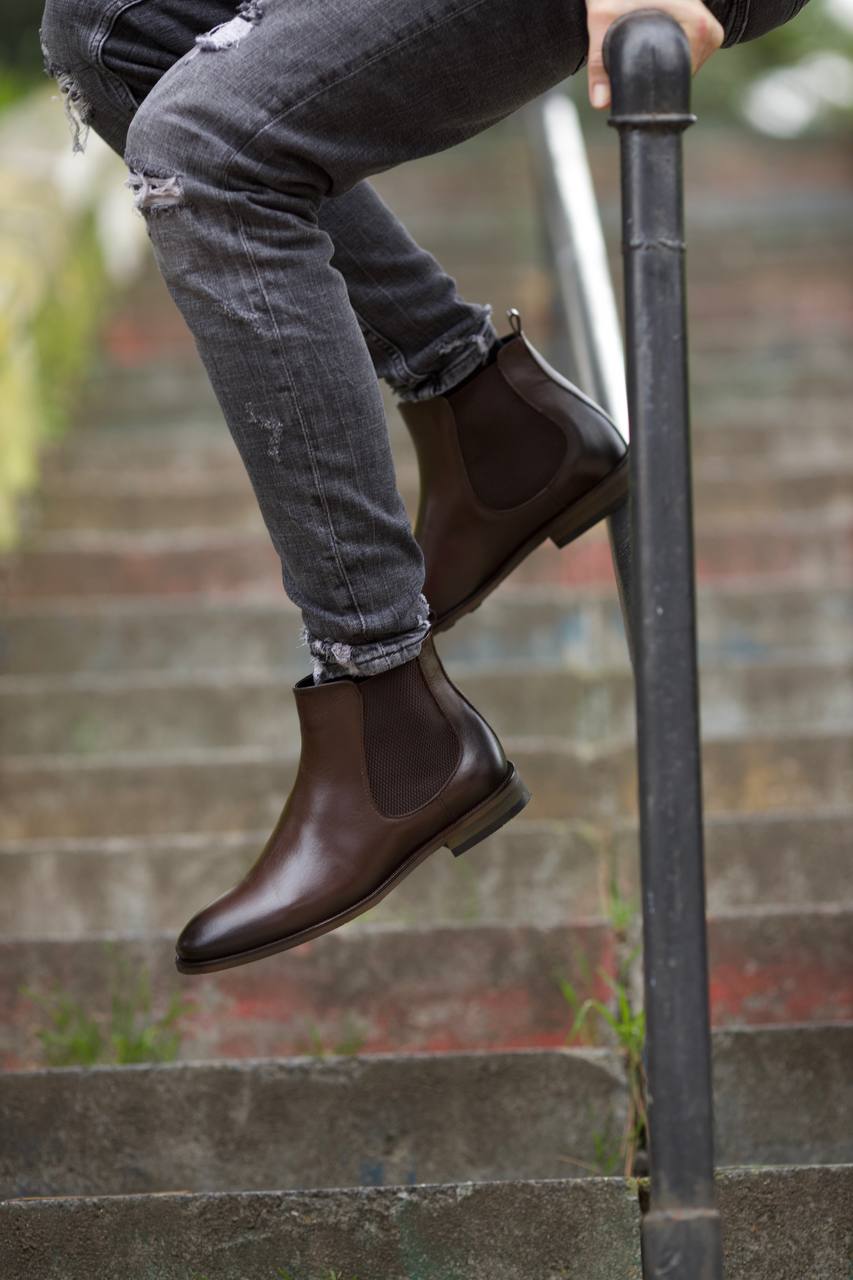 Leather Brown Chelsea Boots Shoes