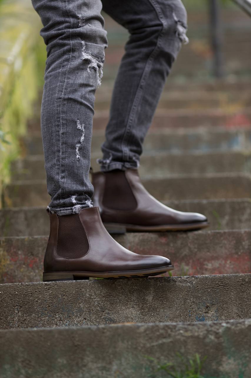 Leather Brown Chelsea Boots Shoes
