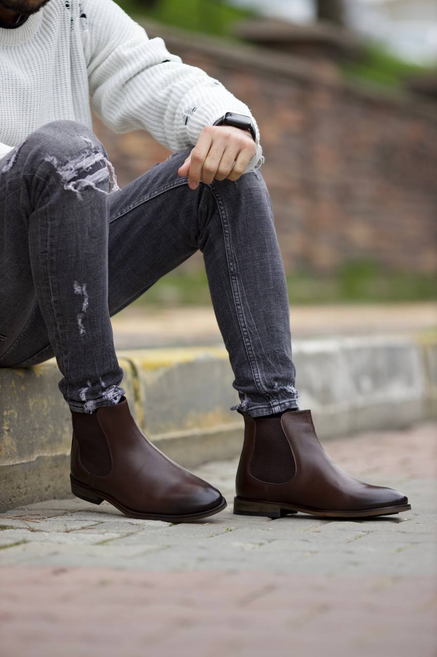 Leather Brown Chelsea Boots Shoes
