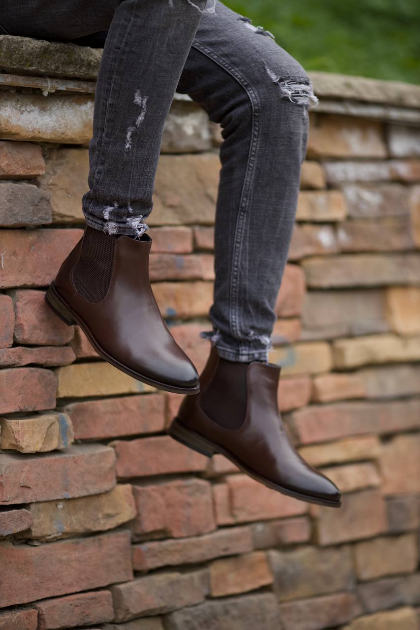 Leather Brown Chelsea Boots Shoes