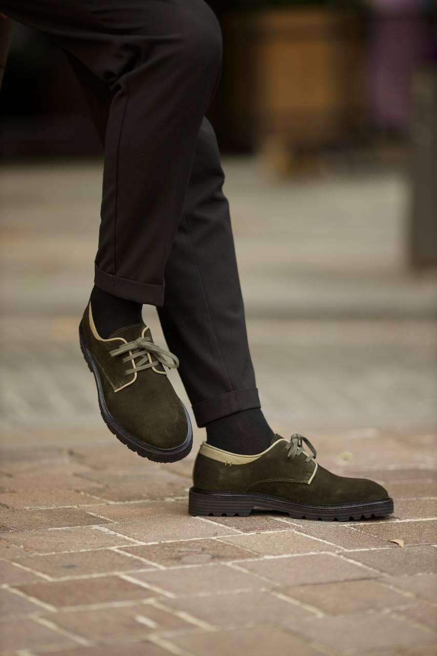 Suede Leather Khaki Shoes