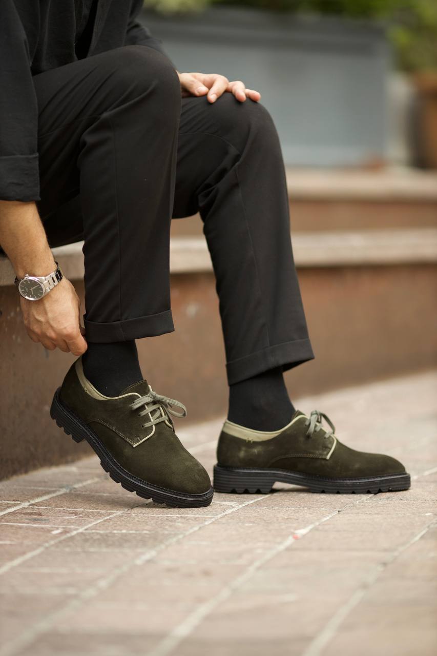 Suede Leather Khaki Shoes