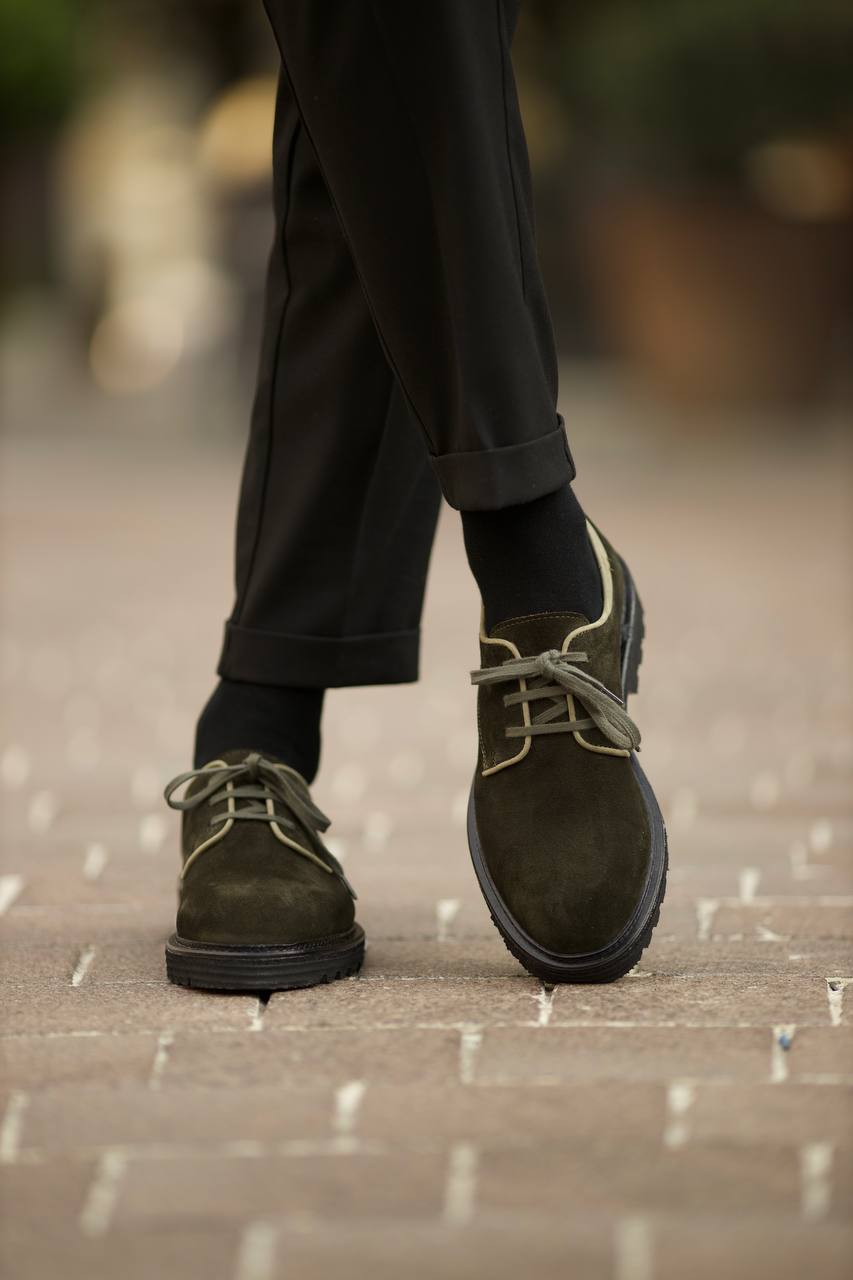 Suede Leather Khaki Shoes