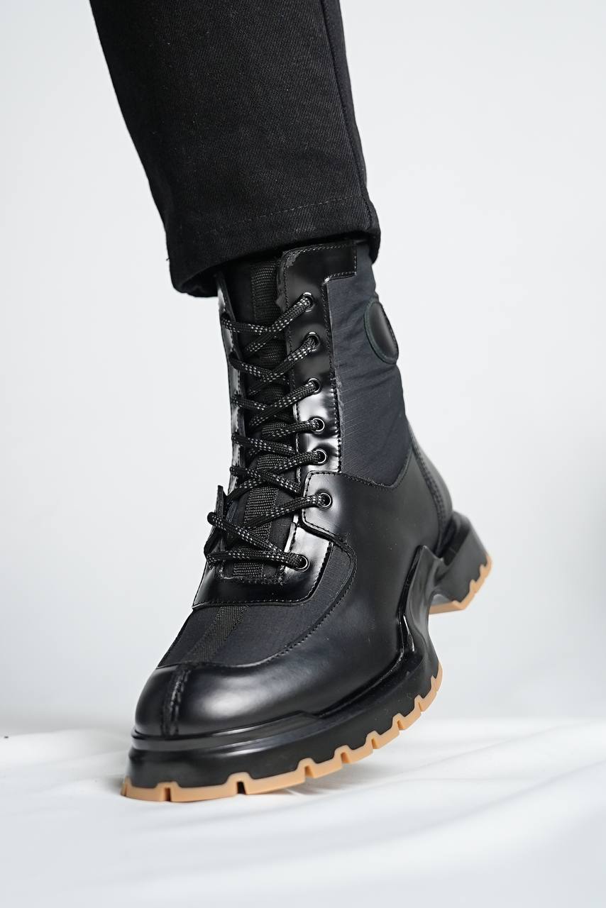 Leather Black Boots Shoes