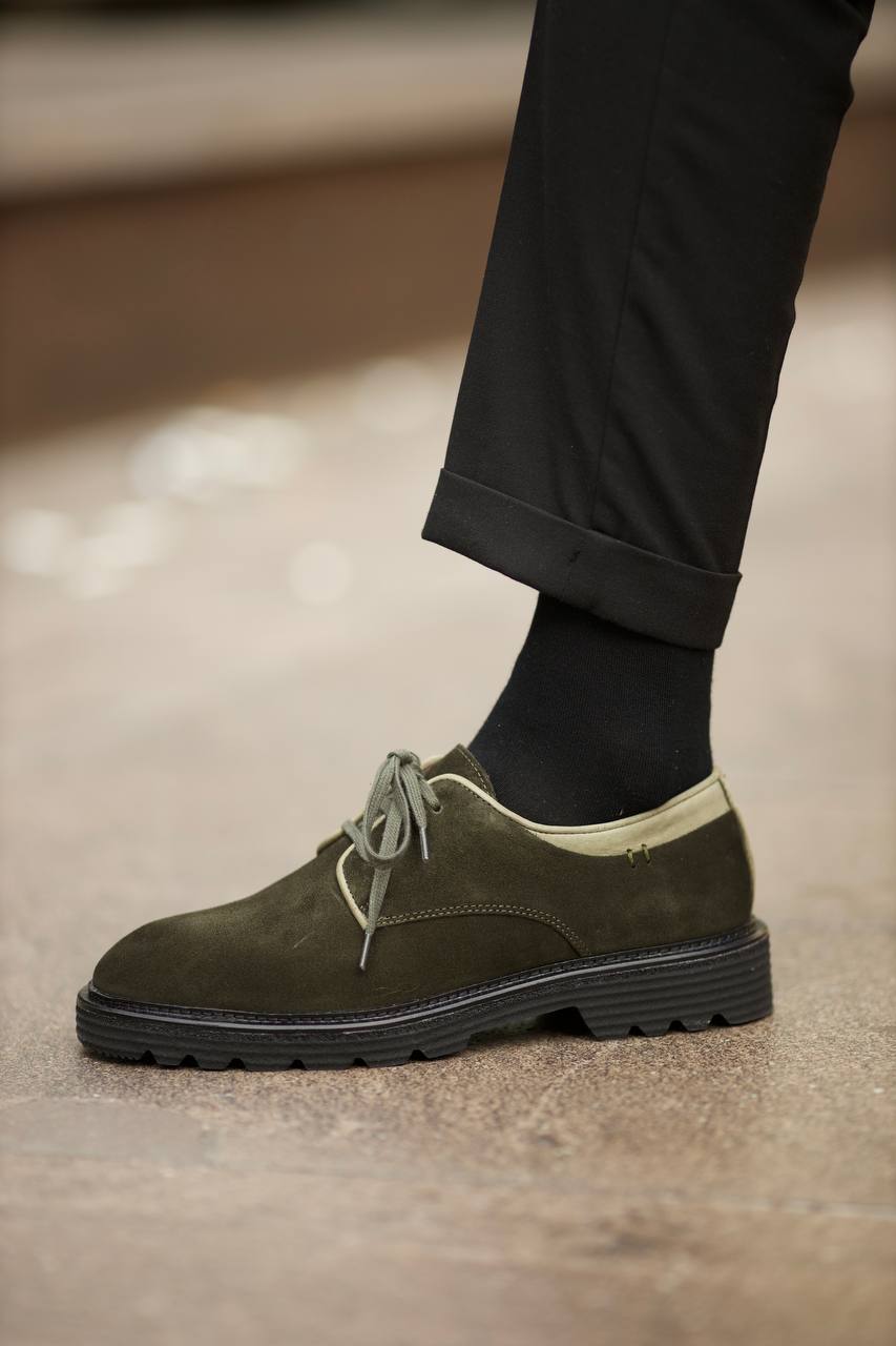 Suede Leather Khaki Shoes
