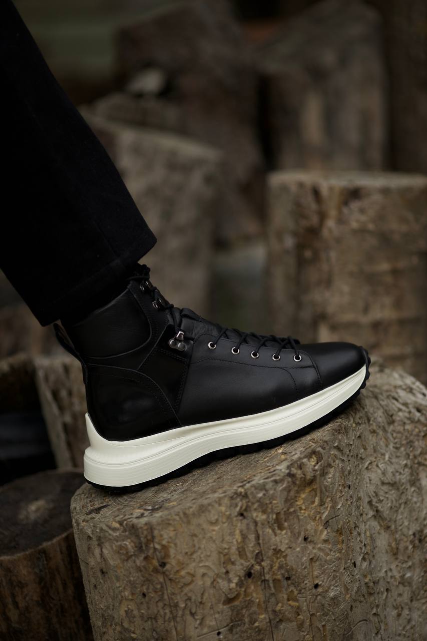 Leather Black Boots Shoes