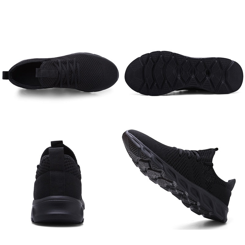 Classic Casual Sneakers for Men Mesh Breathable Elastic Lace Shoes
