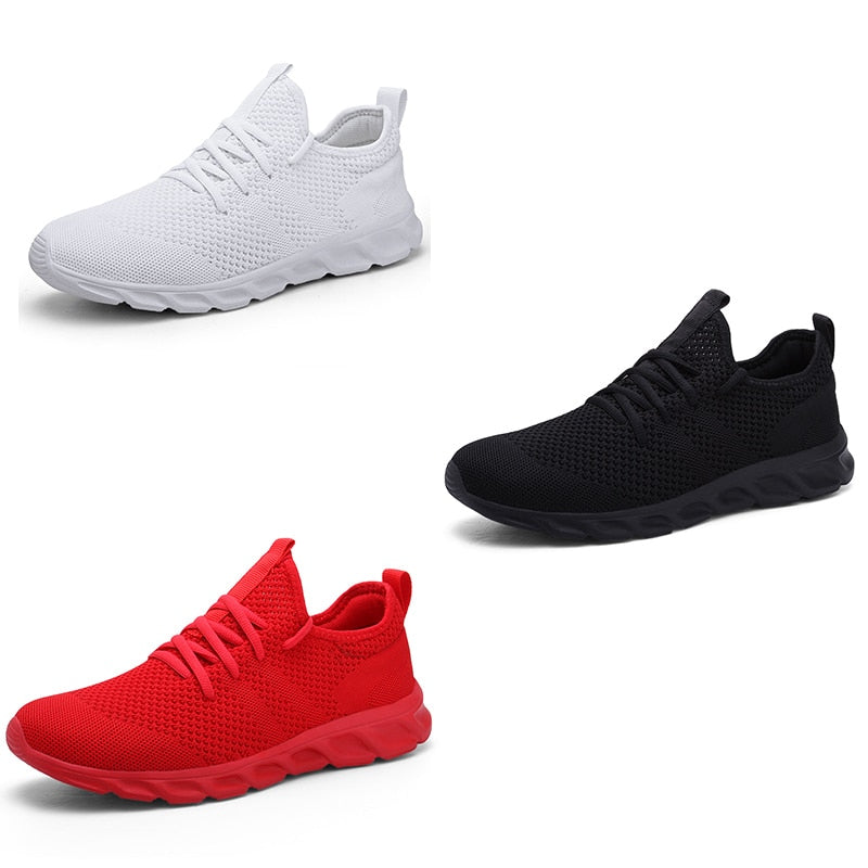 Classic Casual Sneakers for Men Mesh Breathable Elastic Lace Shoes