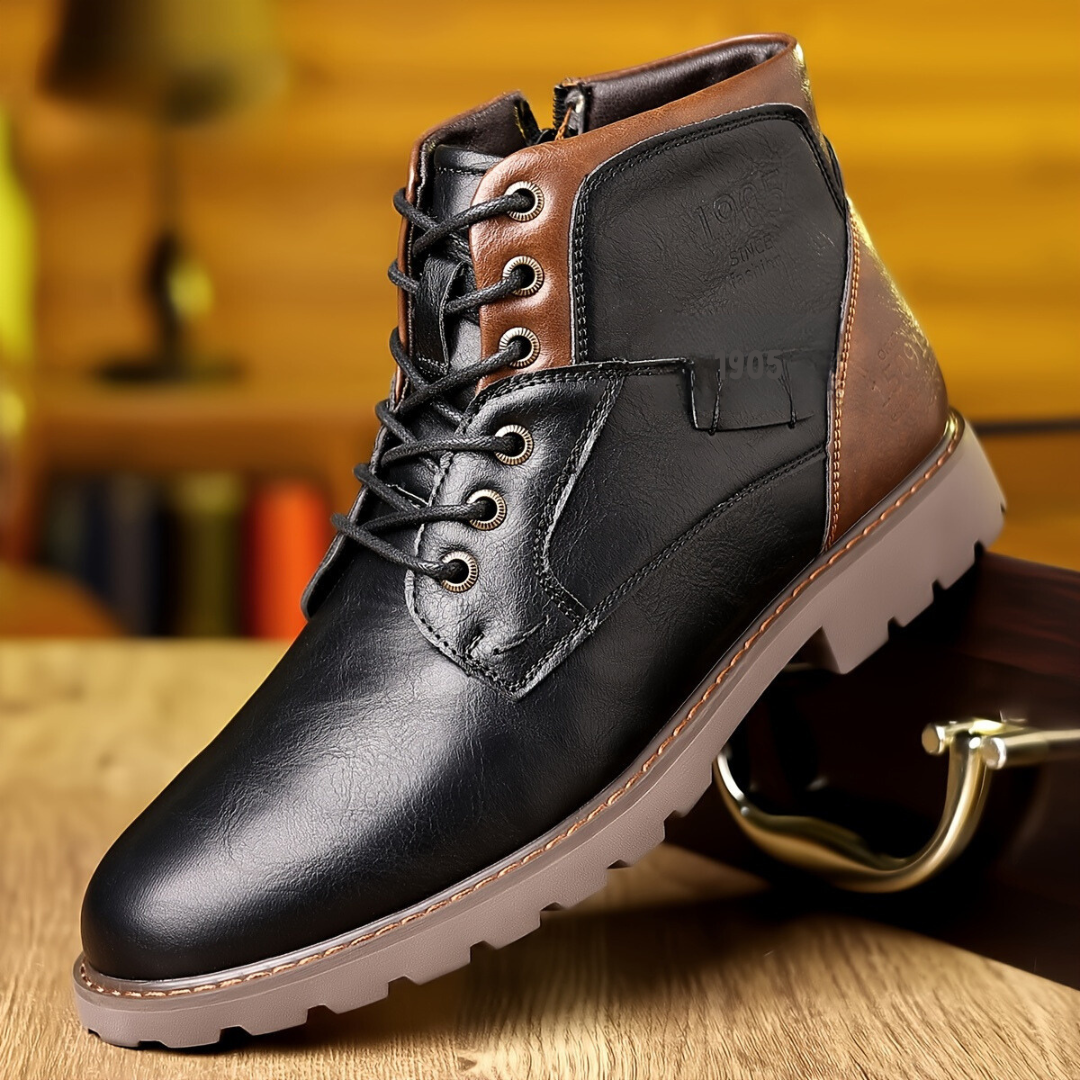Sturdy leather lace-up boots
