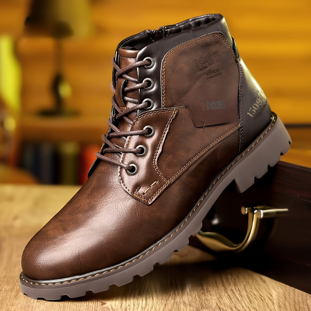 Sturdy leather lace-up boots