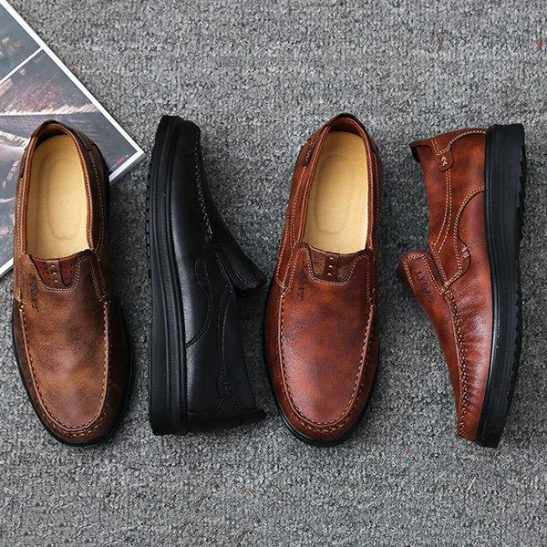 Men Retro Color Leather Large Size Soft Sole Casual Driving Shoes