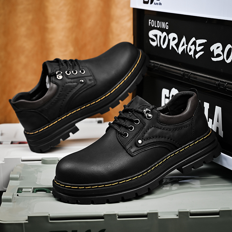 Genuine Leather Men Business Shoes Lace Up Male Oxfords Footwear Basic Formal Wedding Men's Dress Shoes Non-Slip Walking Shoes