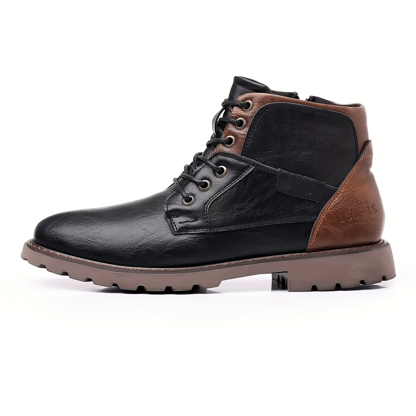 Sturdy leather lace-up boots