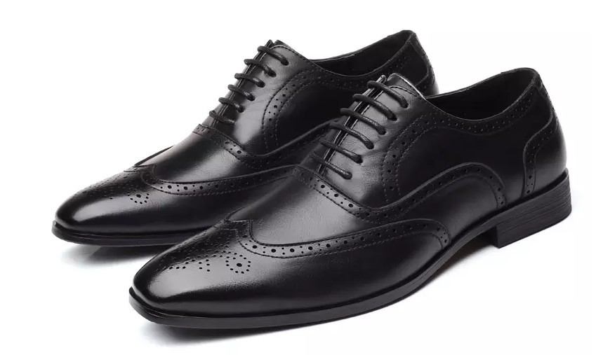 Men's Classic Retro Brogue Shoes Mens Lace-up Leather Dress Business Office Flats Men Wedding Party Oxfords