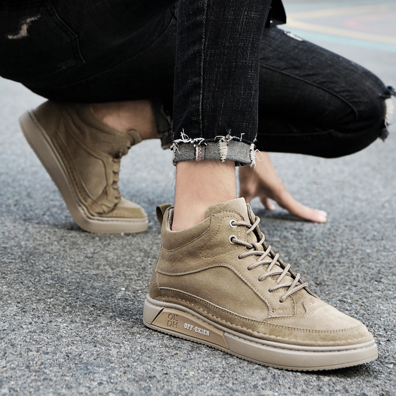 Men Cowboy Boots Winter Mid Top Leather Shoes Comfort Cotton Shoes Fashion Ankle Boots Casual Outdoor Travel Shoes Sneakers