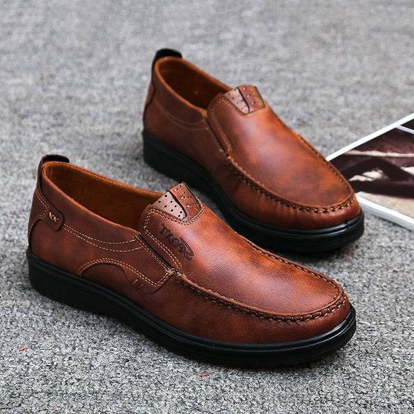 Men Retro Color Leather Large Size Soft Sole Casual Driving Shoes