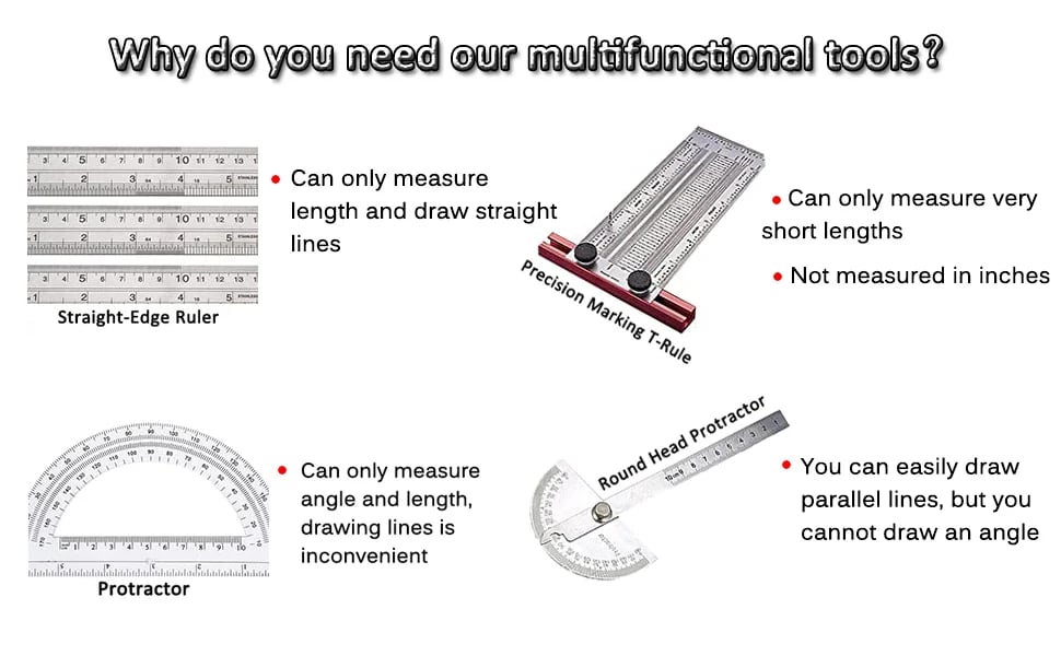 Ultra-Precision Ruler Square T-shaped Woodworking Scriber