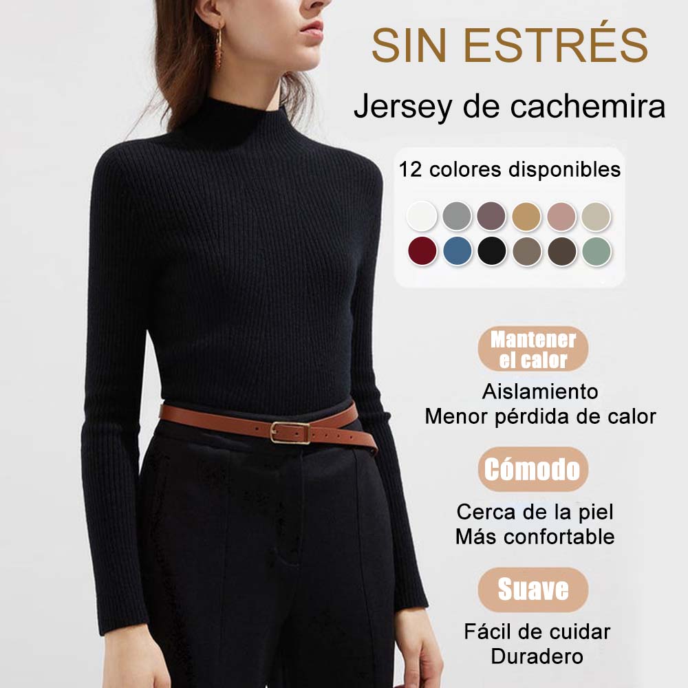 Comprar Mujeres Otoño Invierno Casual Rayas Manga Linterna Cuello Alto  Suéter De Punto Tops Sueltos S-XL